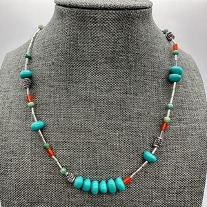 CORALEE Beaded necklace Choker Silver-Tone Turquoise, Orange